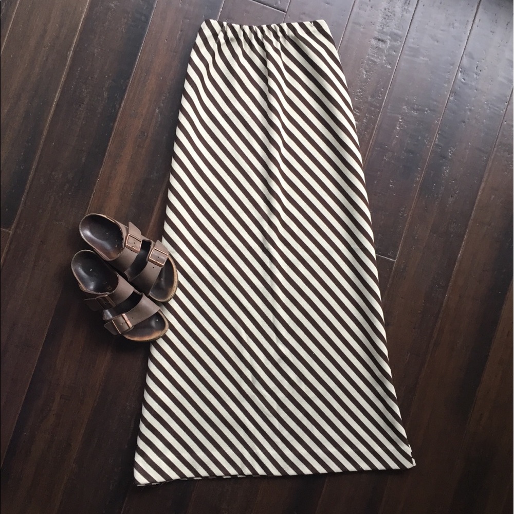 70s VTG Union Label Brown Stripe Maxi Skirt